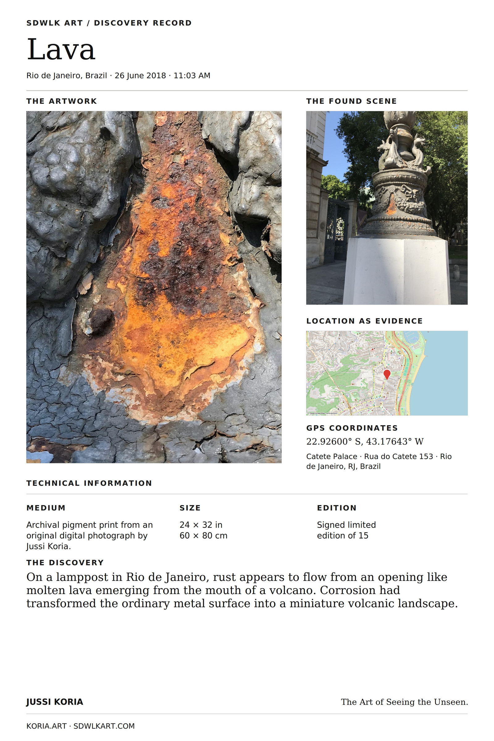 Lava discovery record and location map